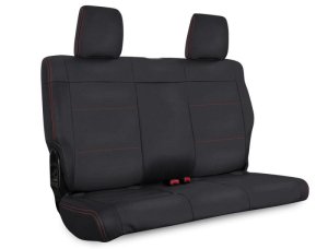 Jeep Wrangler JKU Seat Covers - Rear - PRP Seats - Black with Red Stitching - `11-`12